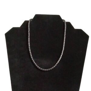 Gunmetal Gray Single Strand Metal Beads Lightweight Unisex Choker Style Necklace